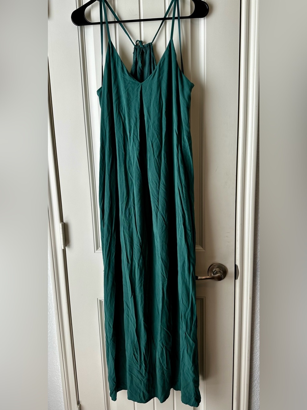 Gianni Bini Teal Green Flowy Strappy Summer Vacation Maxi Dress size Large